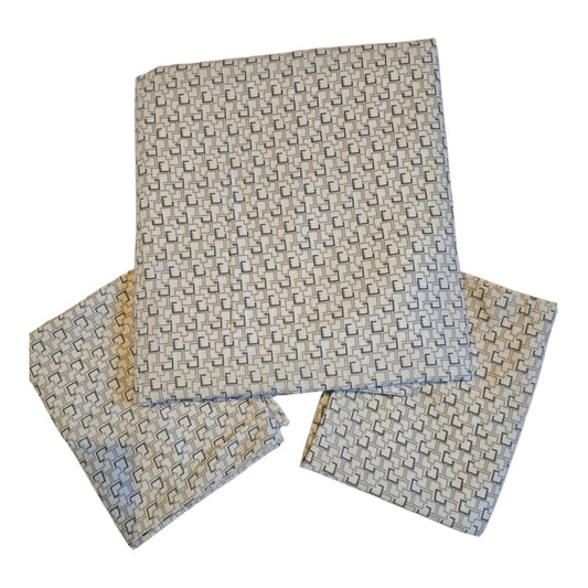 Premium Cotton Bedsheet Set - white colour with a stylish brown pattern print- B35