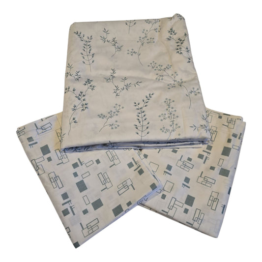 Elegant White Floral Contrast Pillow SuperKing Bedheet Set- B37