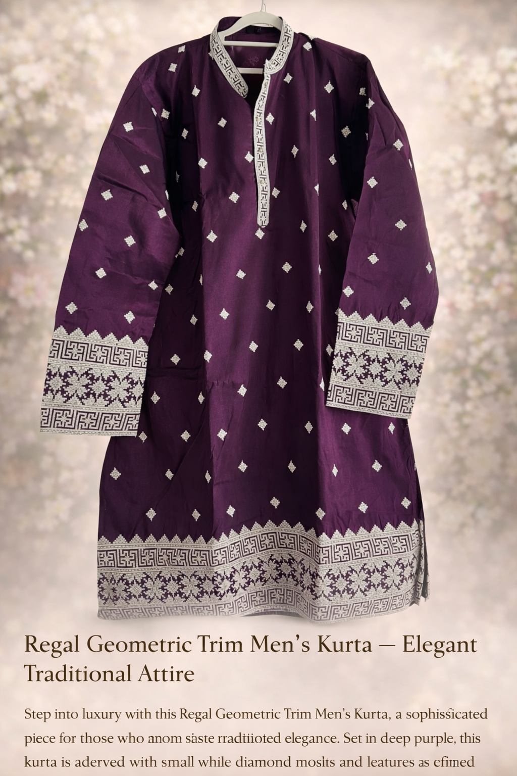 Royal Wine Coloured Embroidered Men’s Kurta – Premium Festive & Wedding Wear-MK77