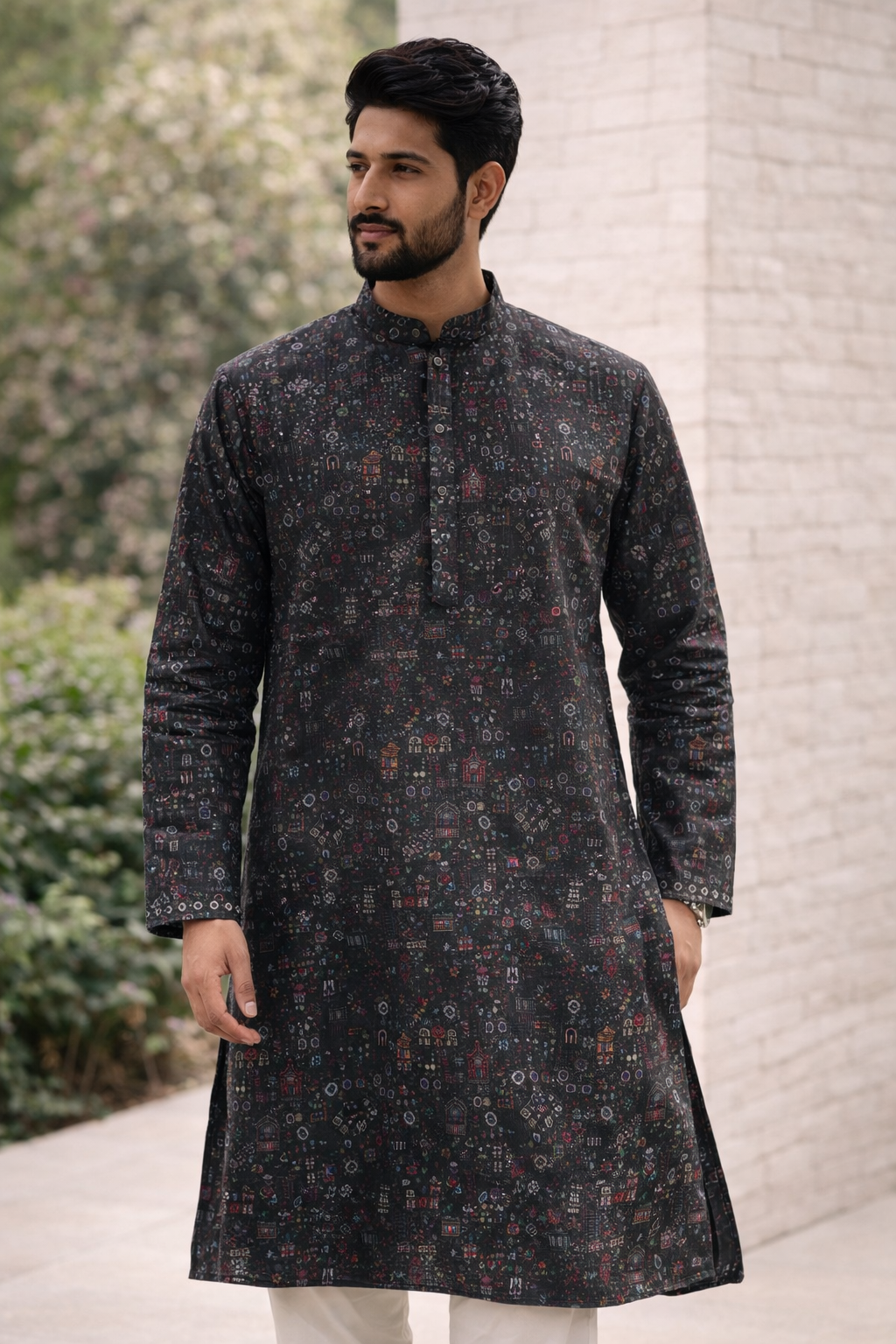 Black Printed Ethnic Kurta - MK76
