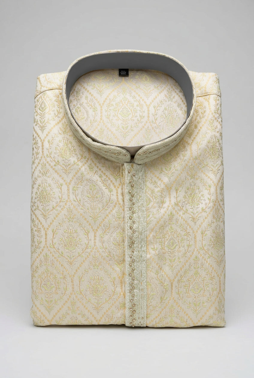 Gold-toned_traditional_motifs_on_light_sage_green_festive_kurta_for_men