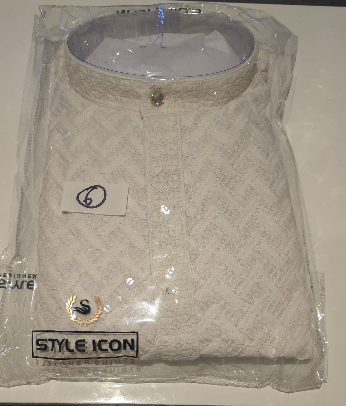 Mens Sequence Kurta -White