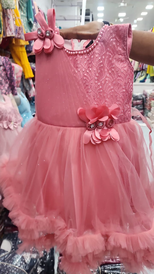 Charming Pink Floral Party Dress for Girls -G6