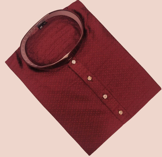 Men’s Maroon Textured Kurta – Rich & Refined Festive Wear (MK19)
