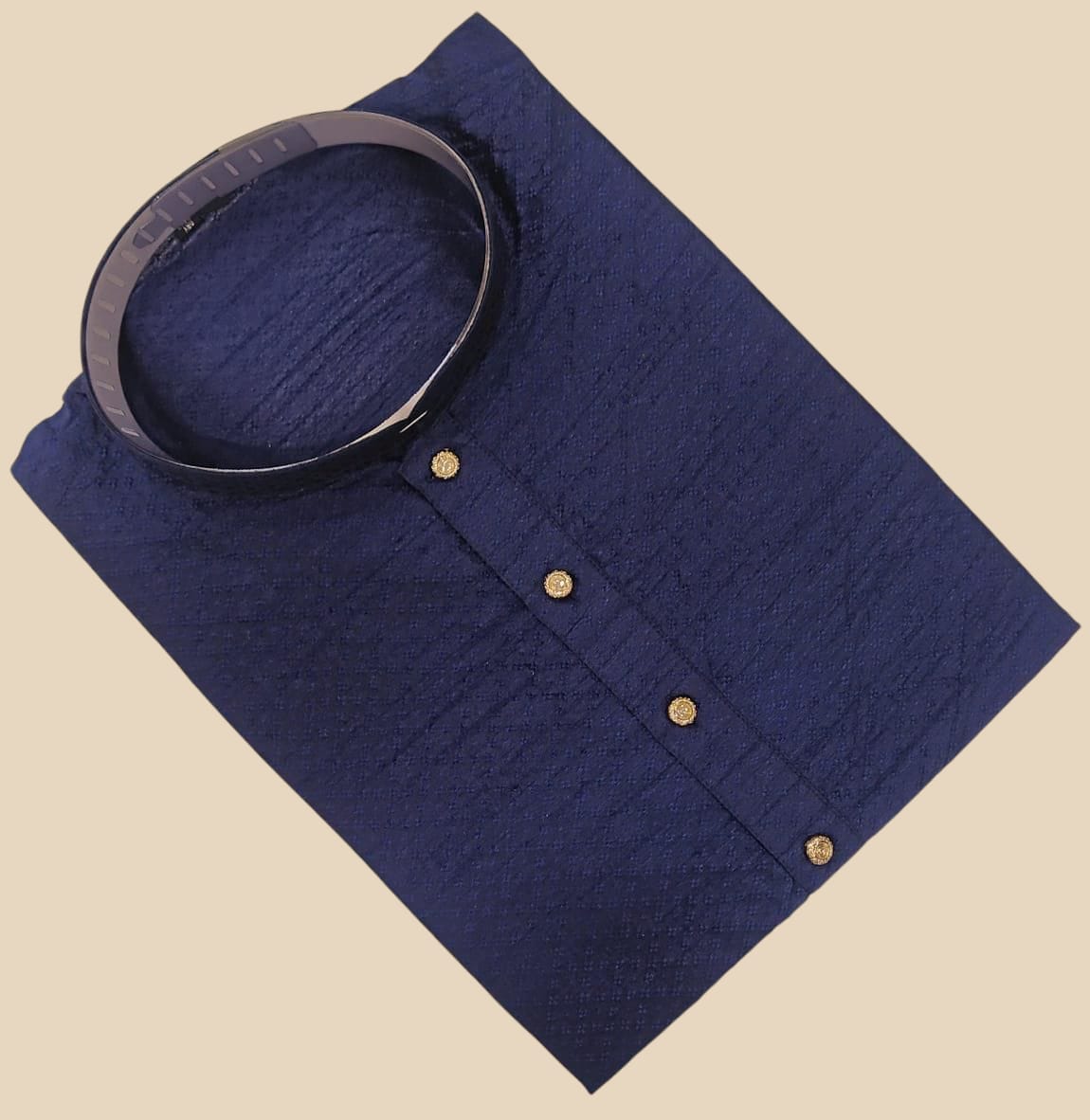 Men’s Navy Blue Kurta – Subtle Texture (MK18)