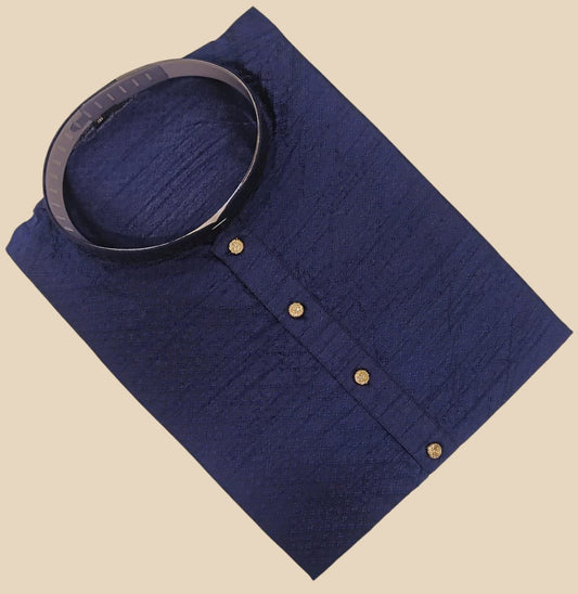 Men’s Navy Blue Kurta – Subtle Texture (MK18)