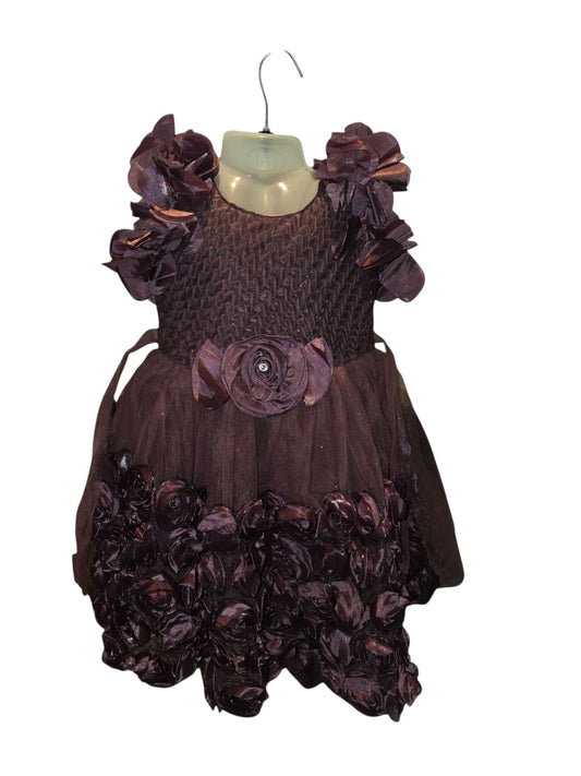 Plum Floral Party Dress for Girls - G8