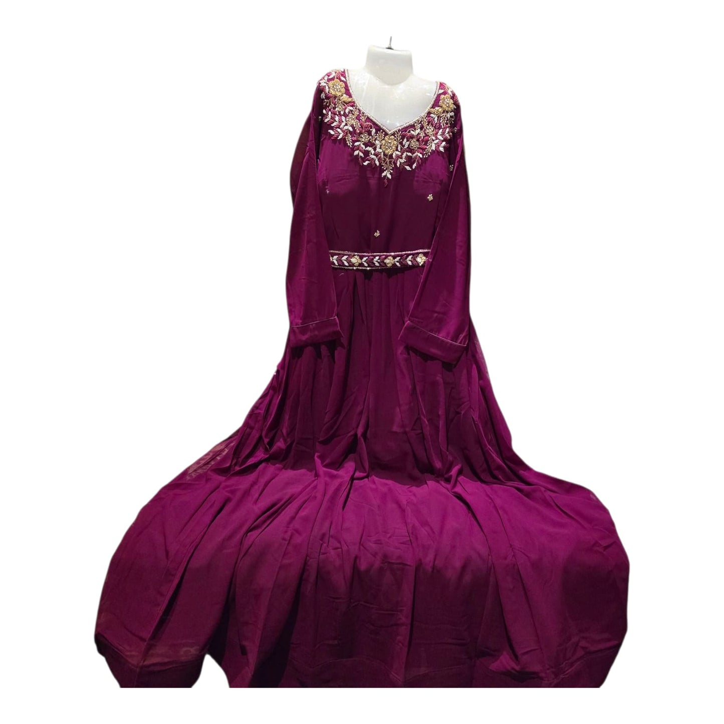 Maroon Embroidered Gown - W7