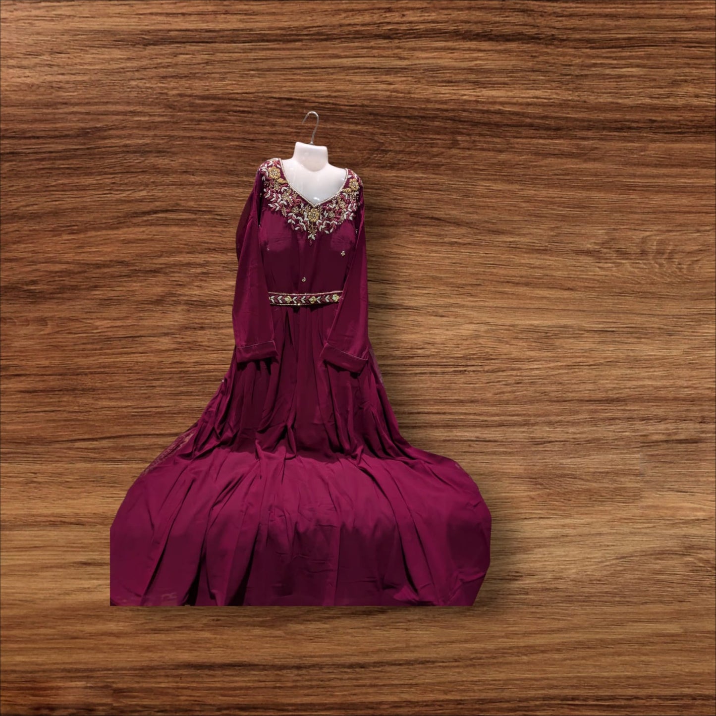 Maroon Embroidered Gown - W7