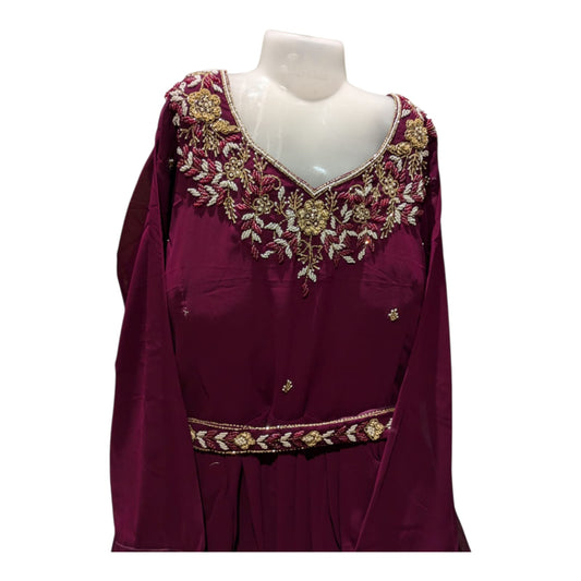 Maroon Embroidered Gown - W7
