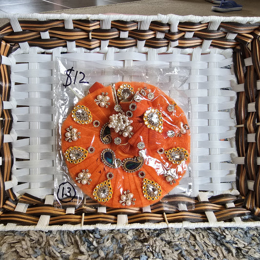 Laddu Gopal Dress & Pagadi combo (~6 inches),  size 2/3 – Orange-13