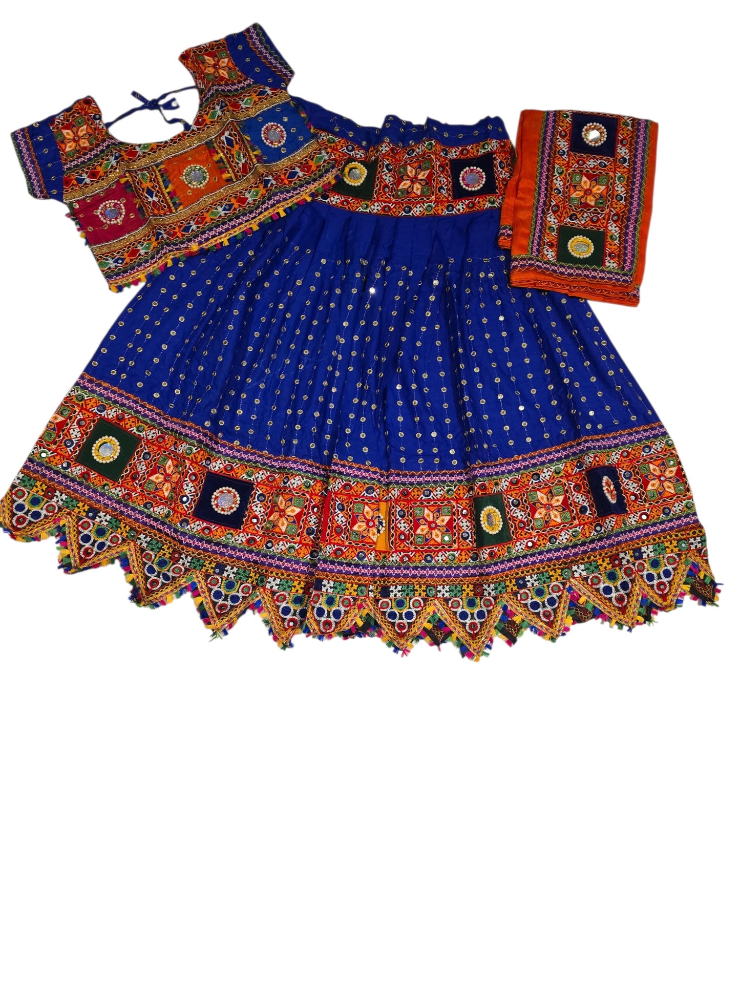 Royal Blue Mirror Work Navratri Lehenga Choli Set | Traditional Garba Wear Melbourne - W11