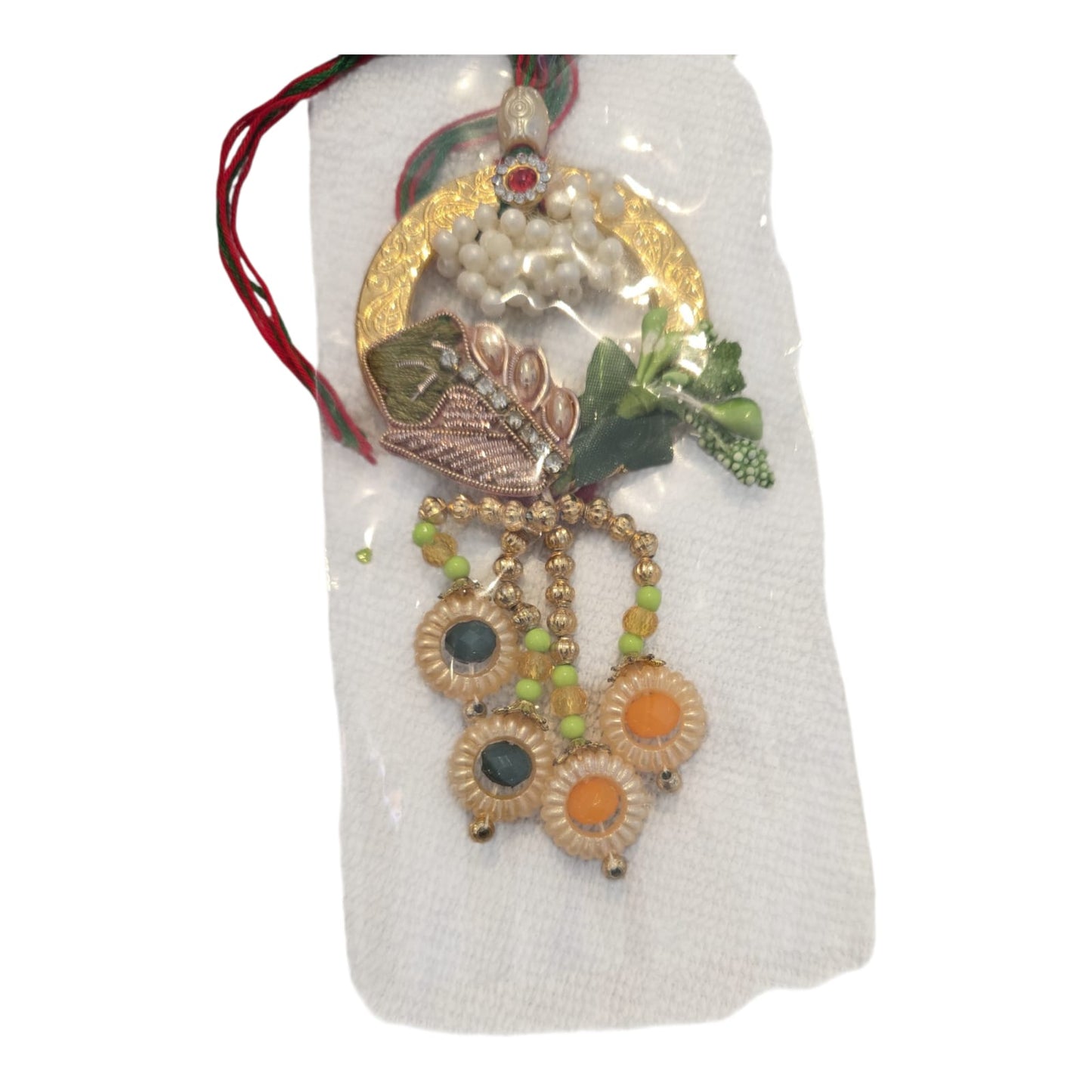 Multicolour Bhaiya Bhabhi Rakhi Set – Pearl and beads work