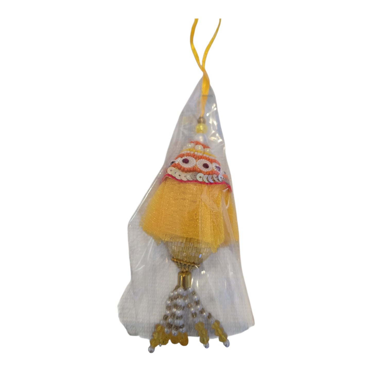 Yellow Beaded Latkan Hanging – Festive Decorative Tassel