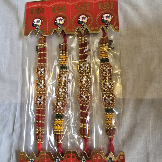 Traditional Red & Gold Rakhi Set – Elegant Raksha Bandhan Rakhis for Brothers