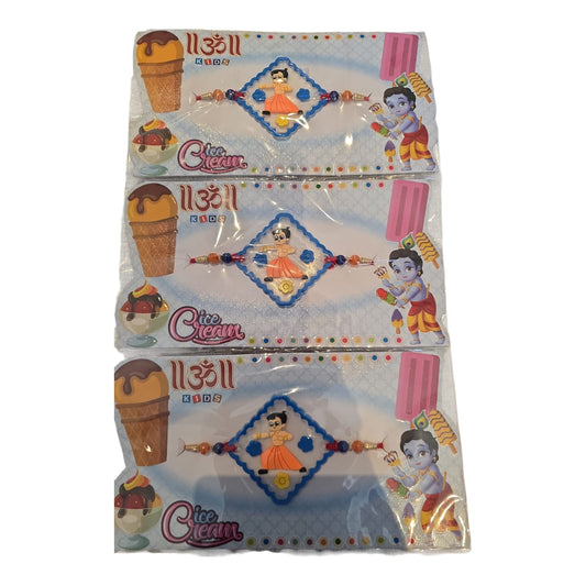 Cute Kids Krishna Rakhi Set – Cartoon Rakhi for Little Brothers | Ice Cream Theme