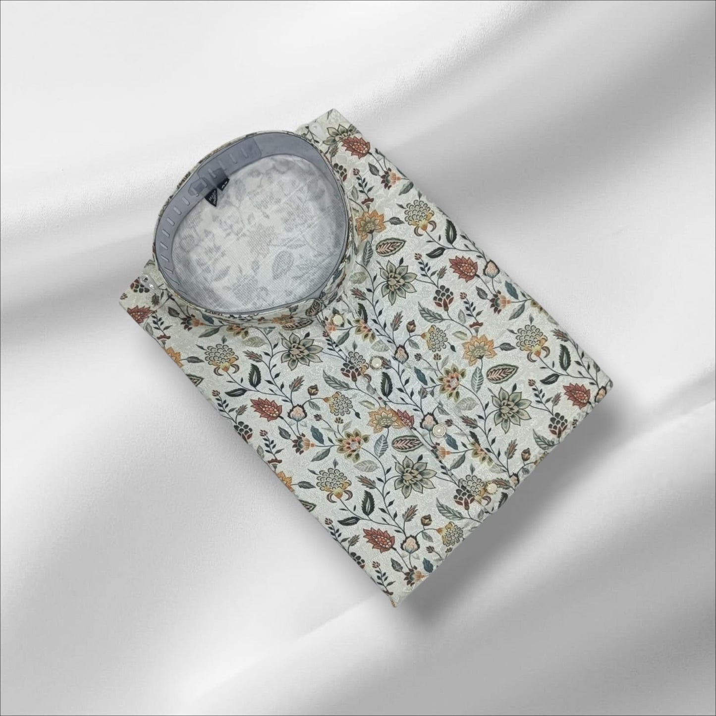 Floral Printed Cotton Kurta Shirt | Stylish Ethnic Wear for Men |MK53