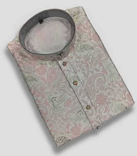 Elegant Pastel Floral Printed Men’s Kurta -MK47
