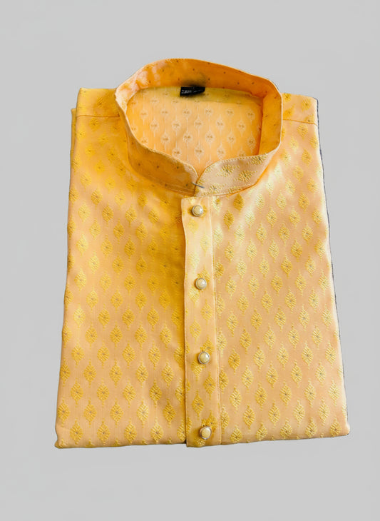 Golden Yellow Men’s Kurta| Festive & Wedding Ethnic Wear -MK65