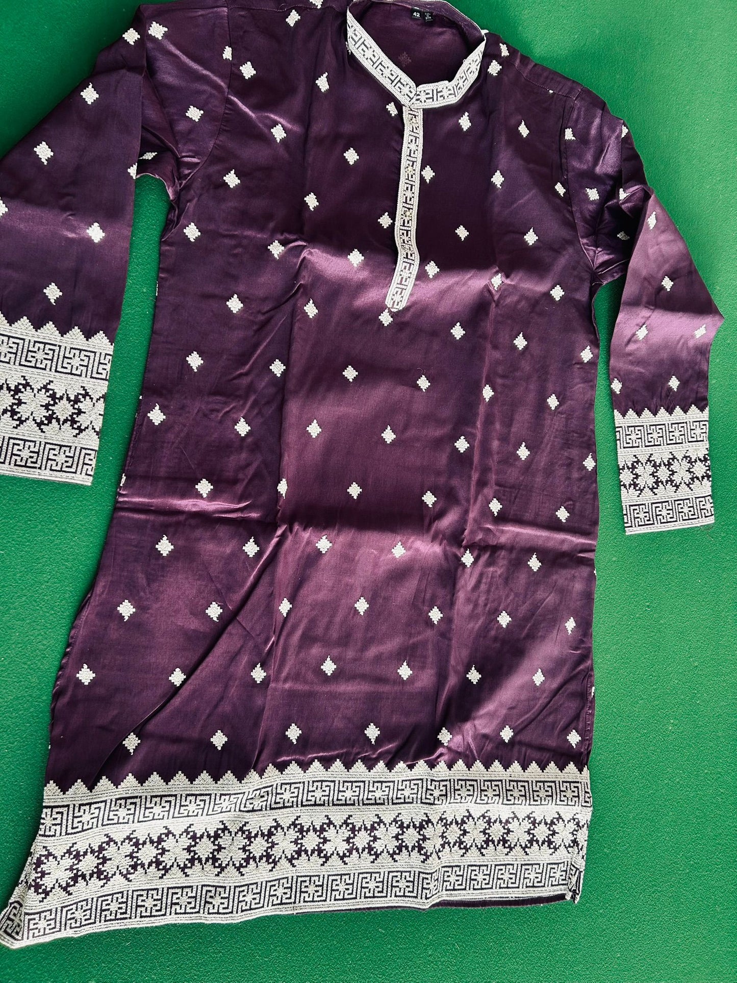 Royal Wine Coloured Embroidered Men’s Kurta – Premium Festive & Wedding Wear-MK77