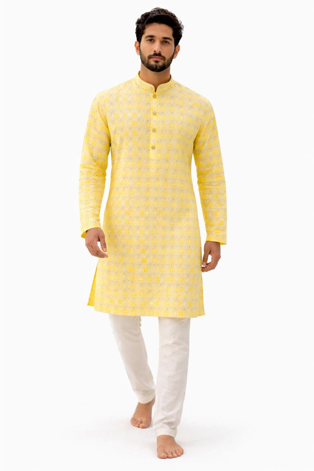 Premium Yellow Printed Kurta - MK85