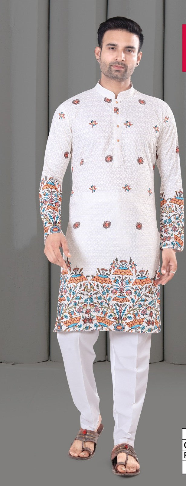 Men’s Premium Cream Lucknowi Kurta –MK84