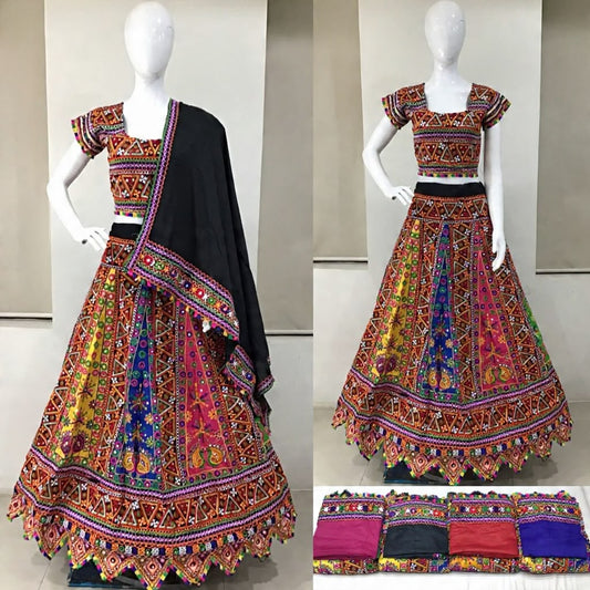 Vibrant Multi-Color Kutchi Mirror Work Chaniya Choli Set -N5