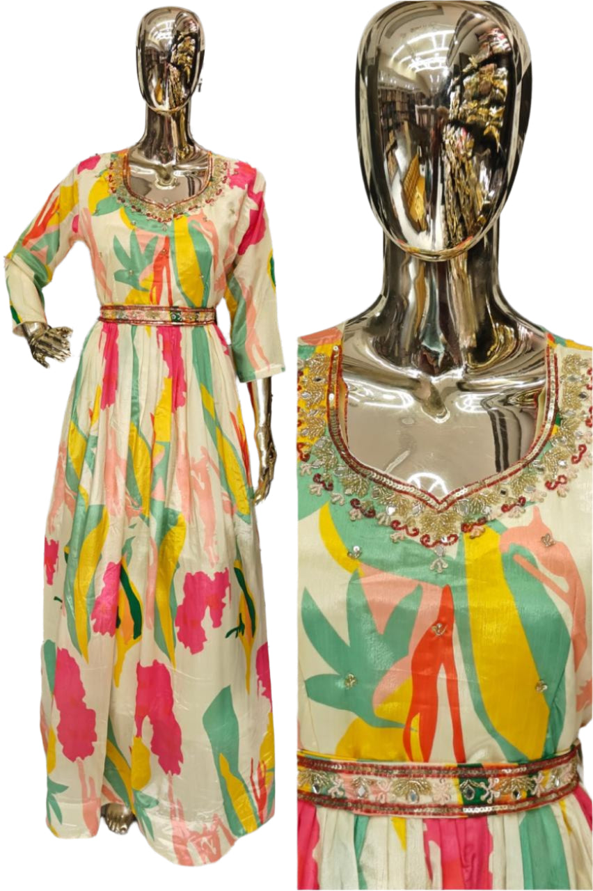 Women Multi Colour Indo Western Gown/One Piece- W5