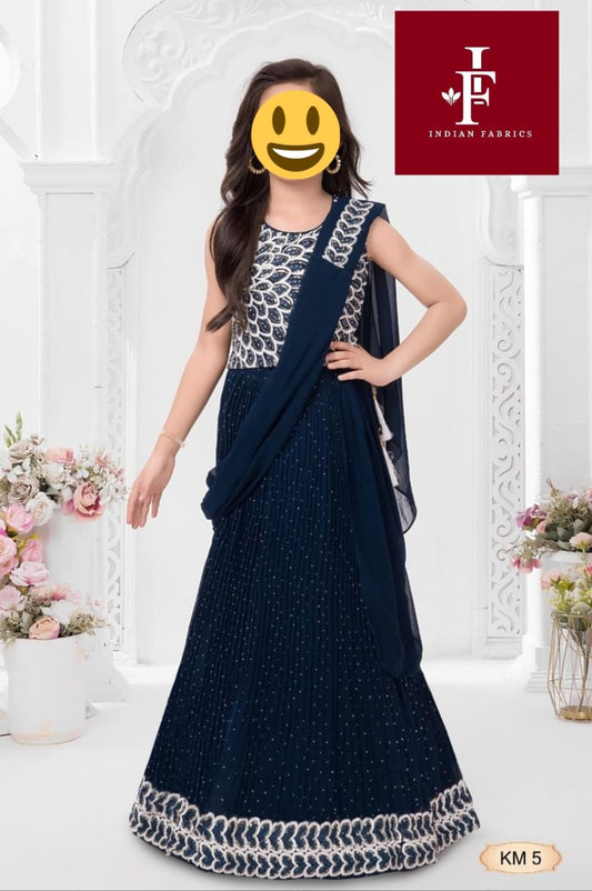 Women Crop top Lehnga Blue - W9
