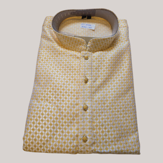 Golden Yellow Brocade Men’s Kurta (MK40)