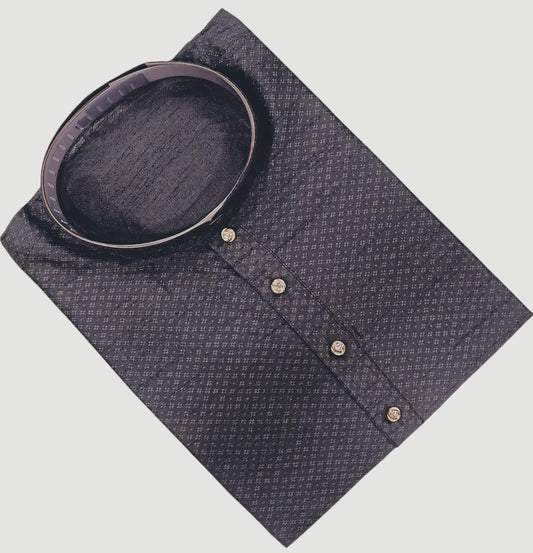 Men’s Grey/Black Patterned Kurta – Elegant Festive Wear (MK20)