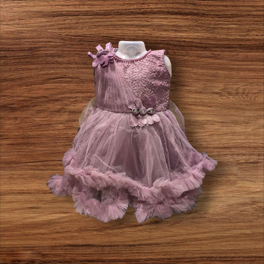 Lavender Embroidered Tulle Party Dress for Girls - G7
