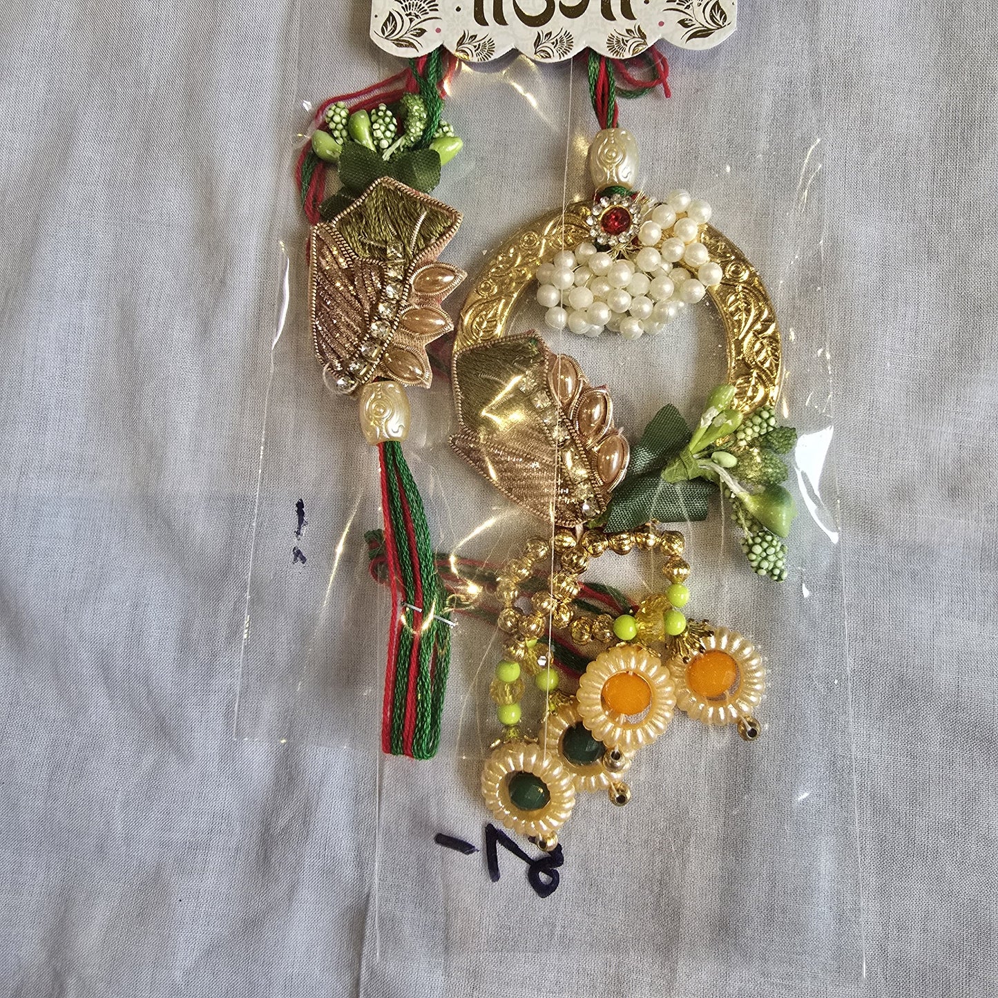 Multicolour Bhaiya Bhabhi Rakhi Set – Pearl and beads work