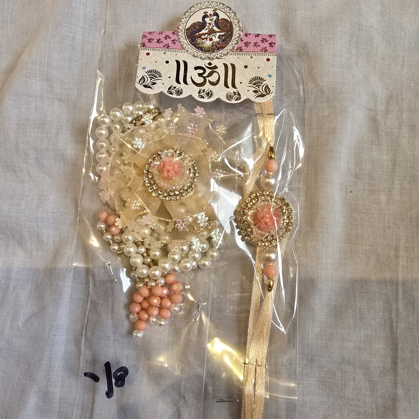 Pink & Pearl Bhaiya Bhabhi Rakhi Set – Floral Design