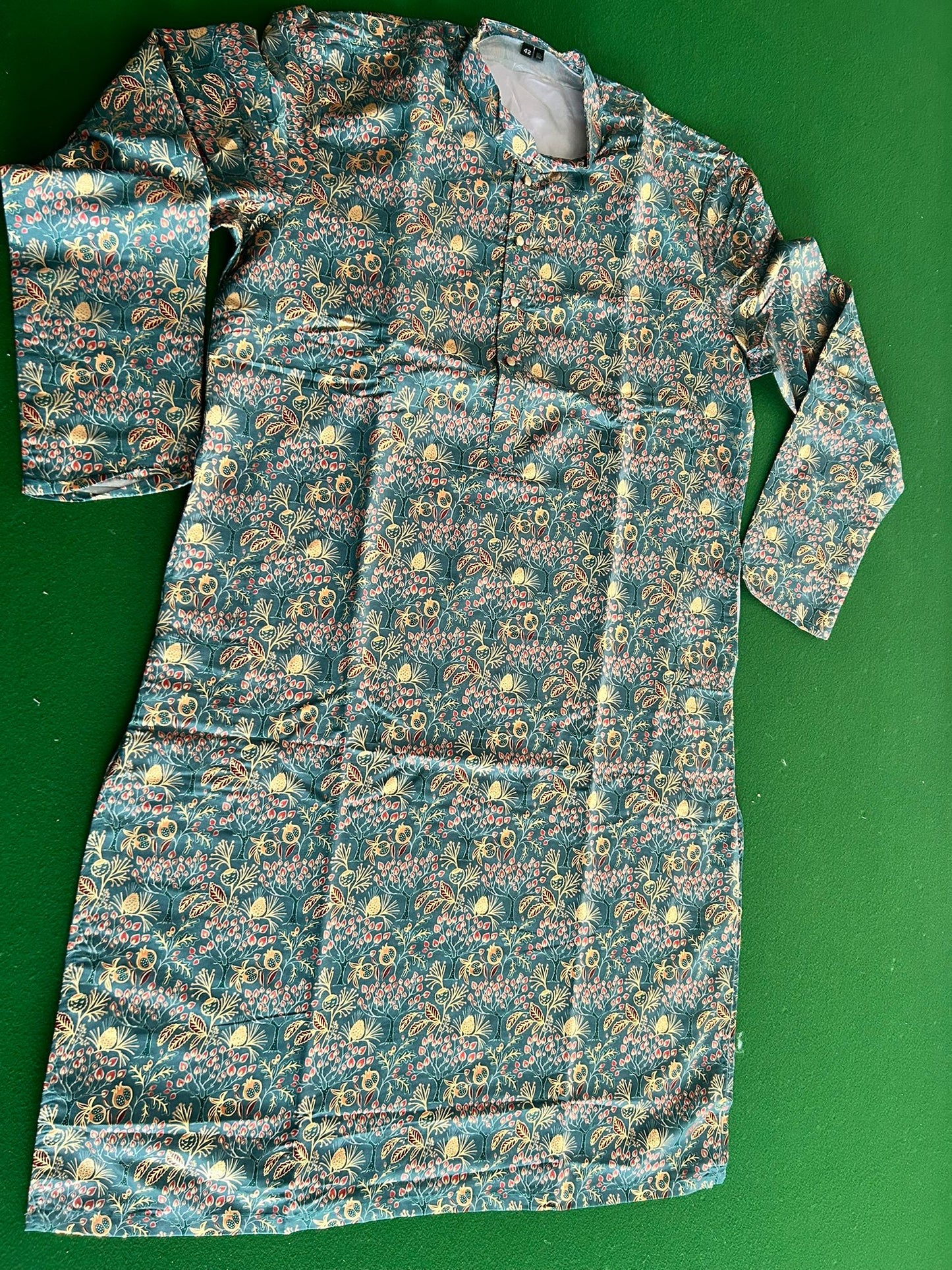Botanical Print Men’s Kurta Green – MK79